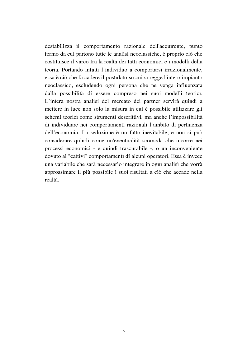Anteprima della tesi: Economia della seduzione. Analisi delle forze concorrenziali e strategie di vantaggio competitivo nella moderna conquista amorosa, Pagina 4