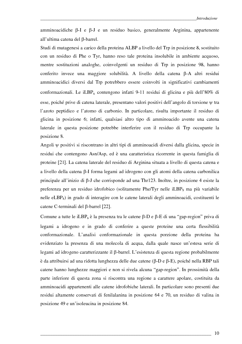 Anteprima della tesi: Studio Esi-Ms di dinamiche conformazionali metanolo-indotte di proteine adibite al trasporto di retinolo e acido retinoico (CrbpI, CrbpII e Crabp) mediante scambio idrogeno e deuterio, Pagina 9