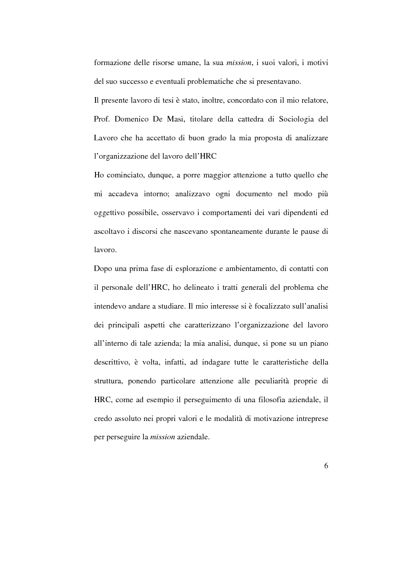 Anteprima della tesi: Organizzazione del lavoro e gestione delle risorse umane: il caso Hard Rock Cafe, Pagina 3