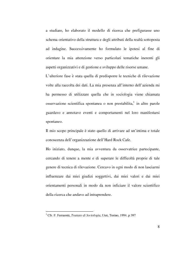 Anteprima della tesi: Organizzazione del lavoro e gestione delle risorse umane: il caso Hard Rock Cafe, Pagina 5