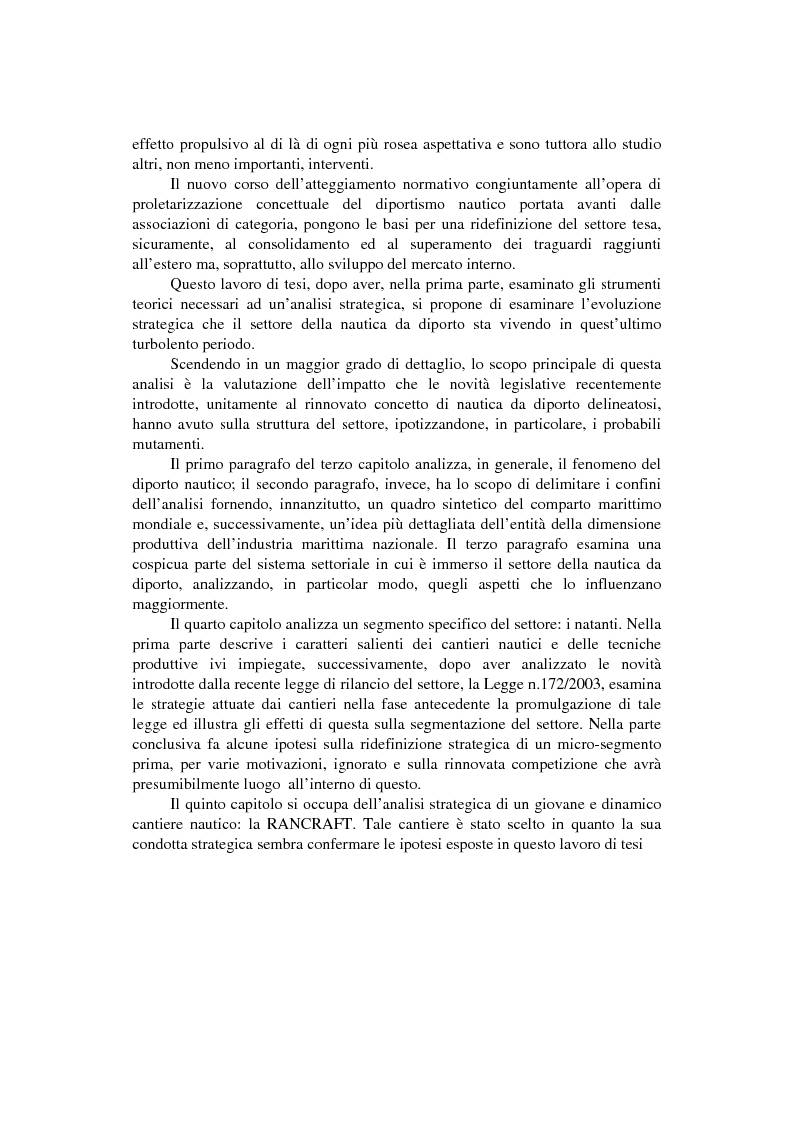 Anteprima della tesi: Strategie competitive nel settore della nautica da diporto. Il caso Rancraft, Pagina 2