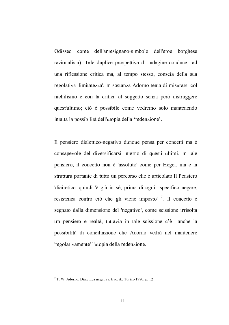 Anteprima della tesi: La natura problematica della dialettica negativa in T.W. Adorno, Pagina 11