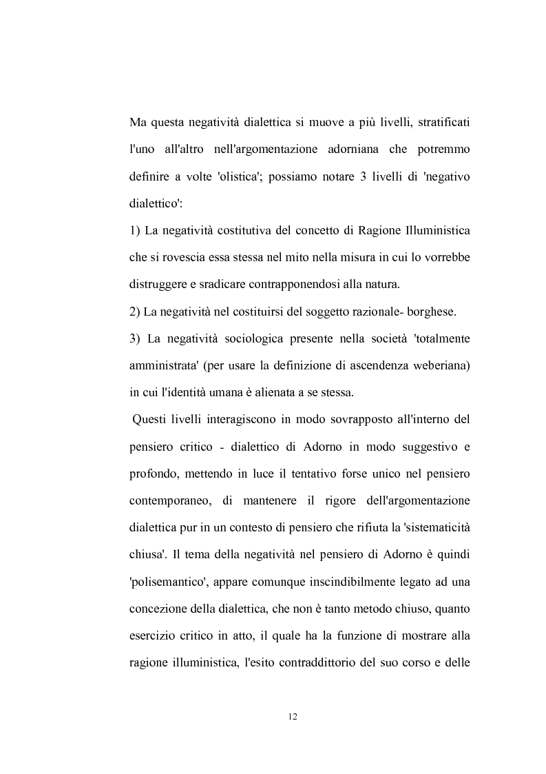 Anteprima della tesi: La natura problematica della dialettica negativa in T.W. Adorno, Pagina 12
