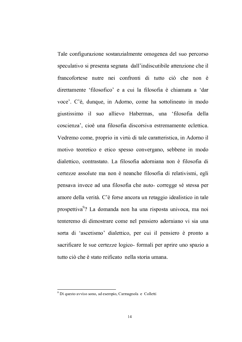 Anteprima della tesi: La natura problematica della dialettica negativa in T.W. Adorno, Pagina 14