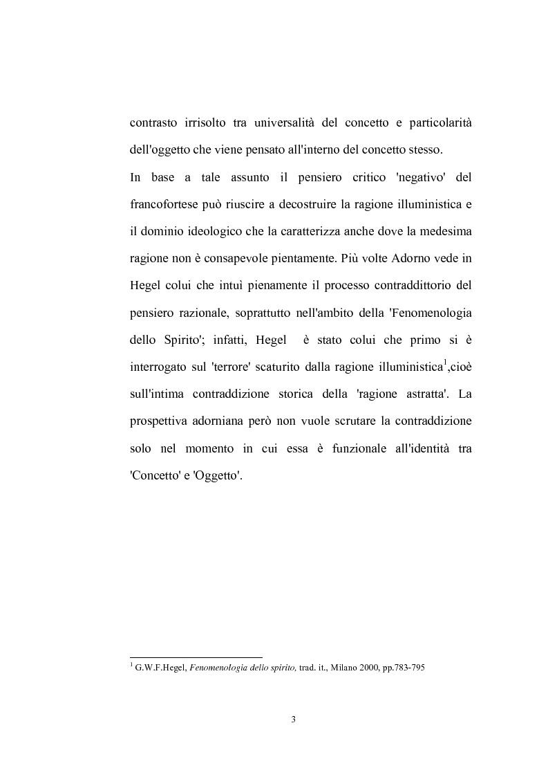 Anteprima della tesi: La natura problematica della dialettica negativa in T.W. Adorno, Pagina 3