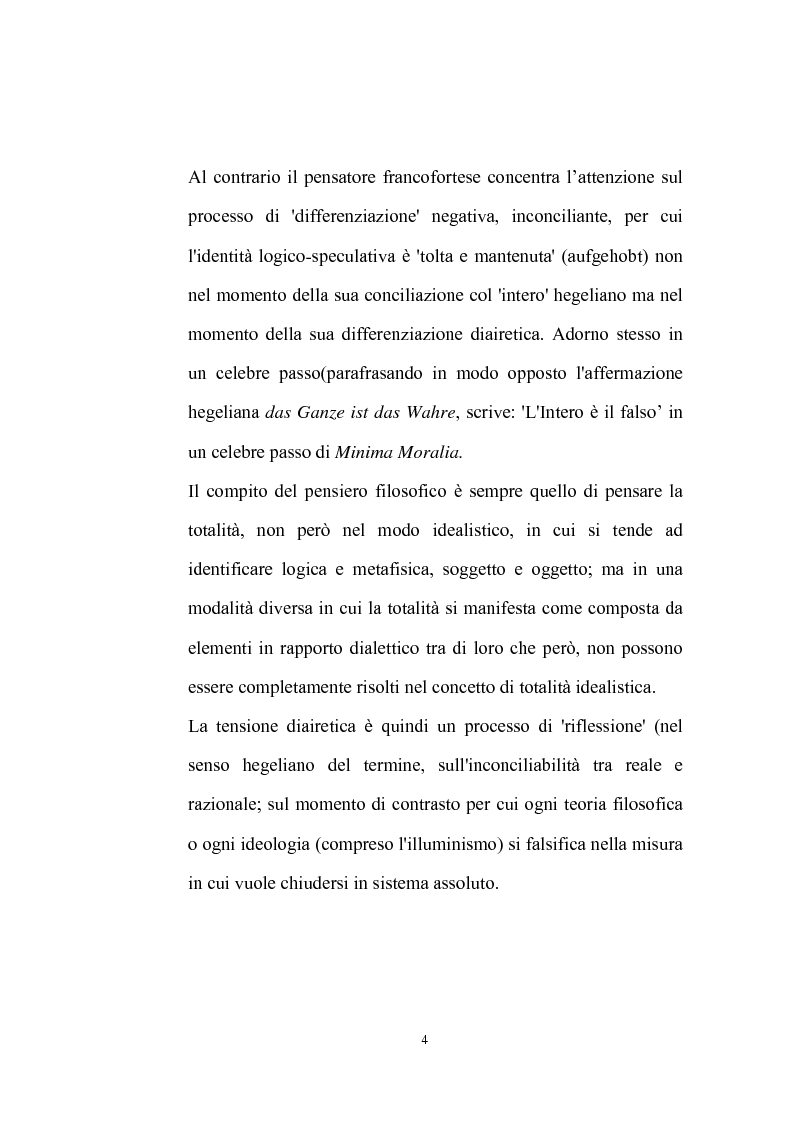 Anteprima della tesi: La natura problematica della dialettica negativa in T.W. Adorno, Pagina 4