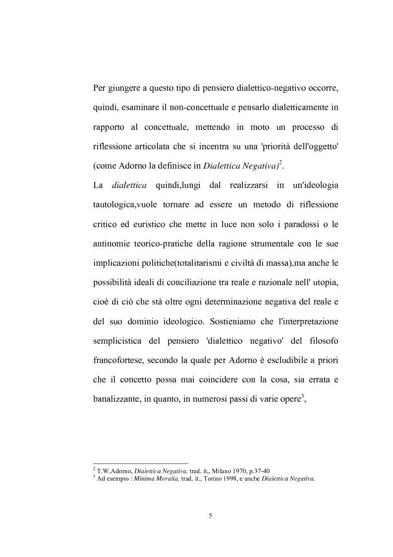 Anteprima della tesi: La natura problematica della dialettica negativa in T.W. Adorno, Pagina 5