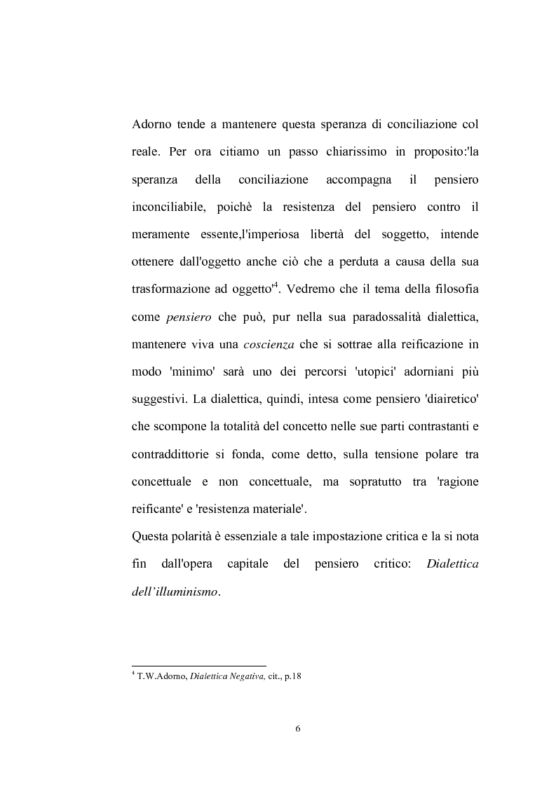 Anteprima della tesi: La natura problematica della dialettica negativa in T.W. Adorno, Pagina 6