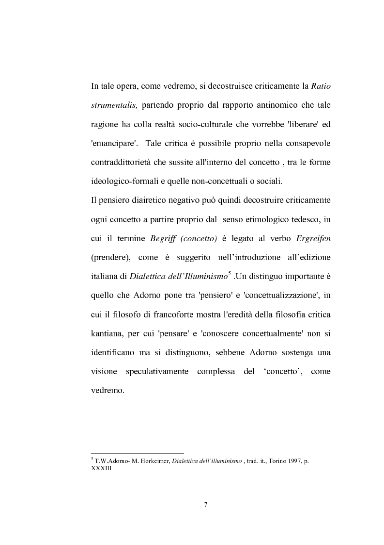 Anteprima della tesi: La natura problematica della dialettica negativa in T.W. Adorno, Pagina 7