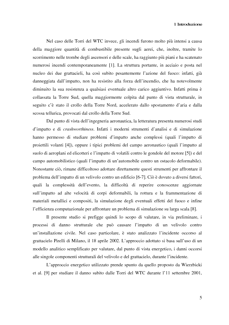 Anteprima della tesi: Impatto di un velivolo contro un grattacielo: considerazioni strutturali preliminari, Pagina 5