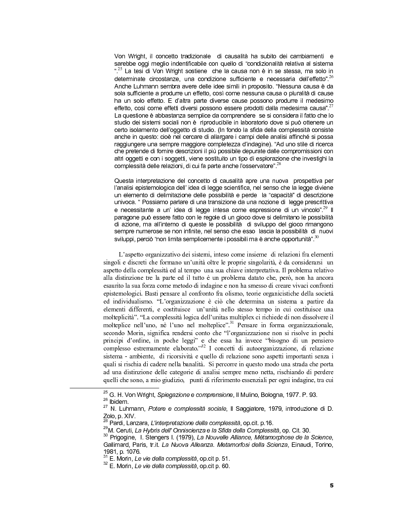 Anteprima della tesi: Implicazioni e problemi connessi all'adozione del concetto di complessità, Pagina 5