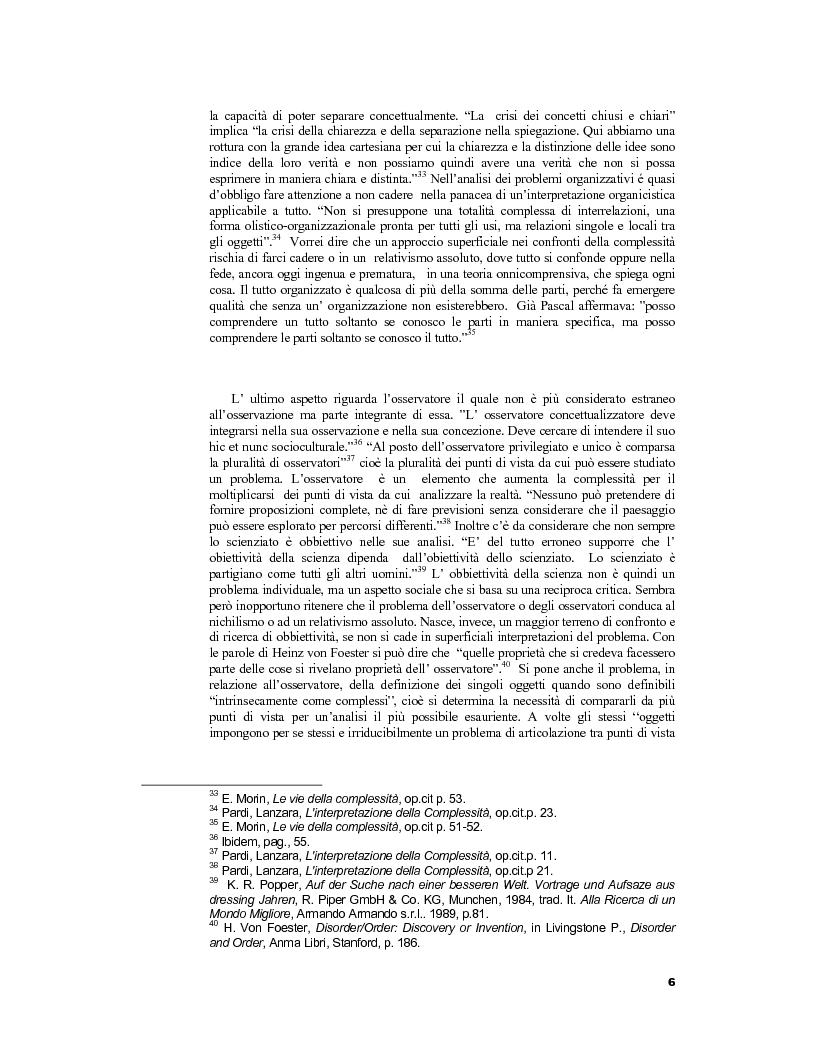 Anteprima della tesi: Implicazioni e problemi connessi all'adozione del concetto di complessità, Pagina 6