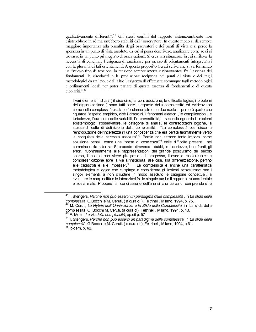 Anteprima della tesi: Implicazioni e problemi connessi all'adozione del concetto di complessità, Pagina 7