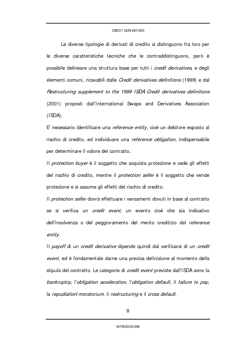 Anteprima della tesi: Credit derivatives: tipologie, finalità di utilizzo e modalità di pricing, Pagina 5