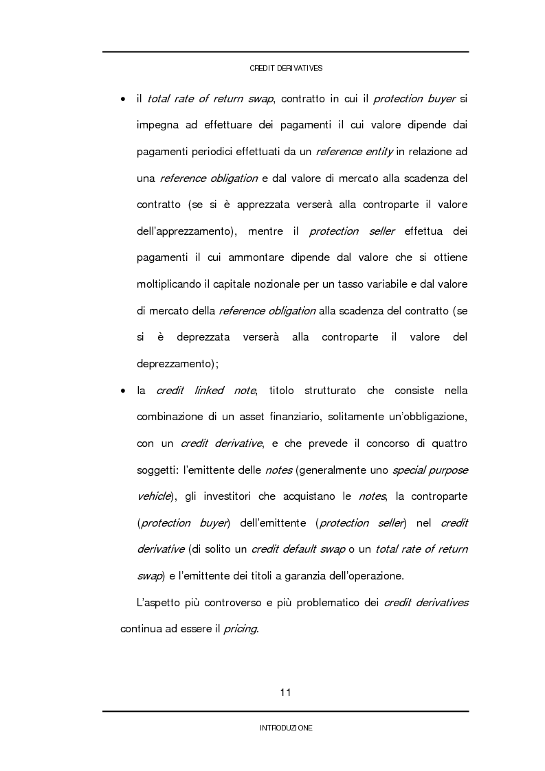 Anteprima della tesi: Credit derivatives: tipologie, finalità di utilizzo e modalità di pricing, Pagina 8
