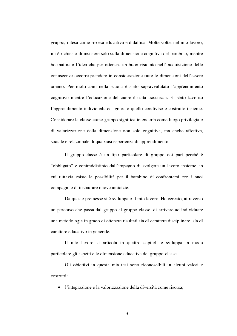 Anteprima della tesi: Dal gruppo al gruppo-classe. Il metodo del cooperative learning: una riflessione sugli aspetti sociali, cognitivi ed emotivi dell'acquisizione delle conoscenze, Pagina 3