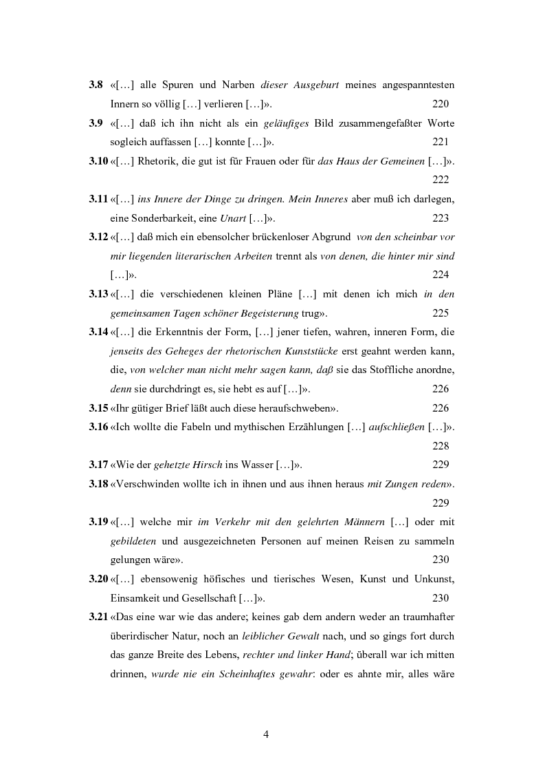 Indice della tesi: Ein Brief di Hugo von Hofmannsthal e le sue traduzioni italiane, Pagina 4