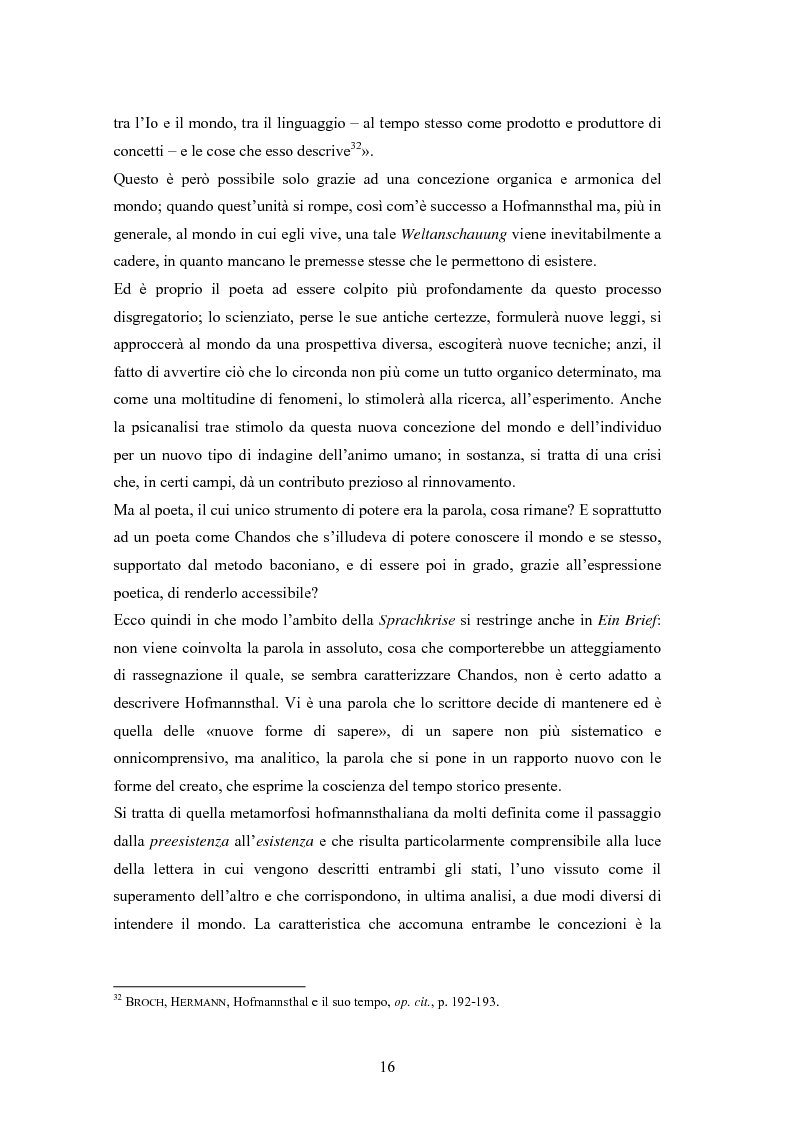 Anteprima della tesi: Ein Brief di Hugo von Hofmannsthal e le sue traduzioni italiane, Pagina 10