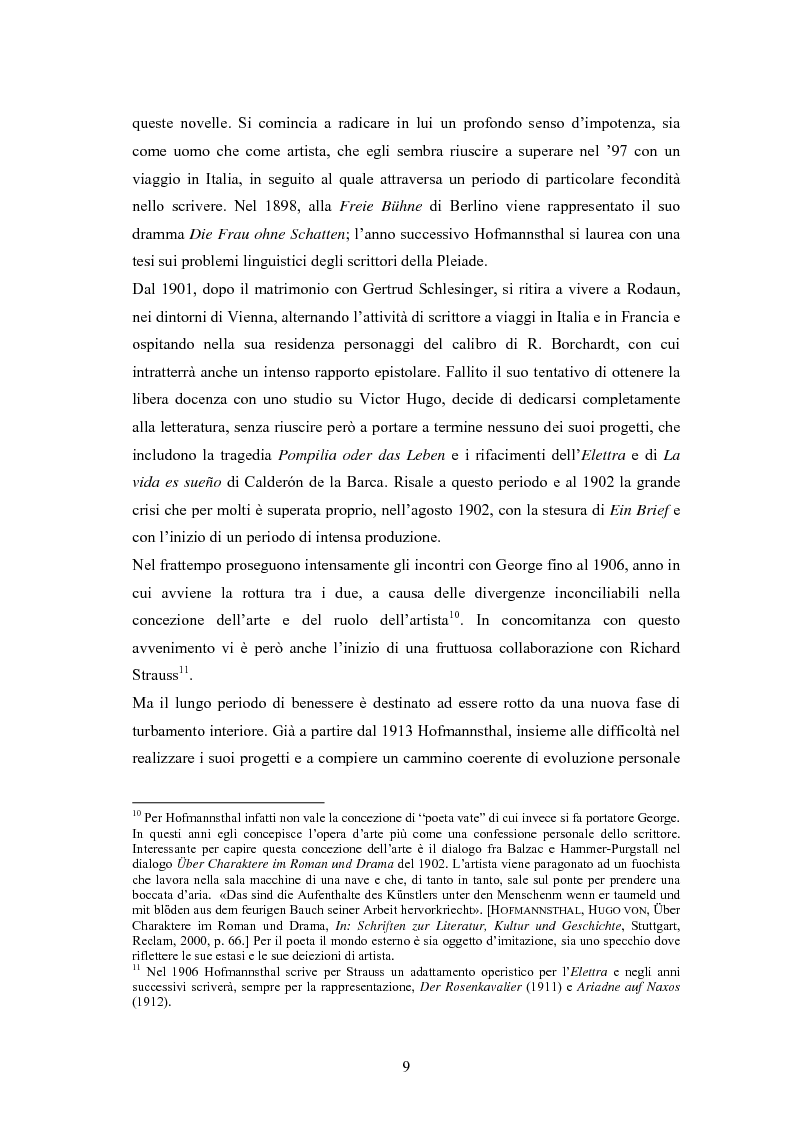 Anteprima della tesi: Ein Brief di Hugo von Hofmannsthal e le sue traduzioni italiane, Pagina 3