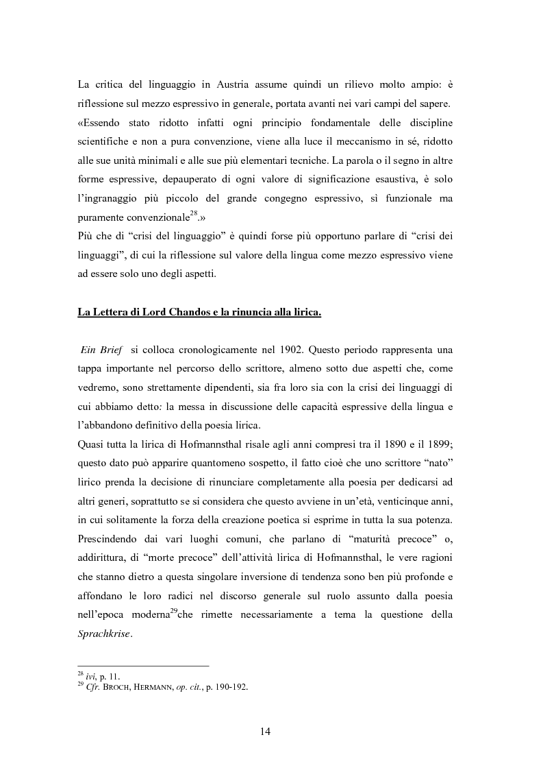 Anteprima della tesi: Ein Brief di Hugo von Hofmannsthal e le sue traduzioni italiane, Pagina 8
