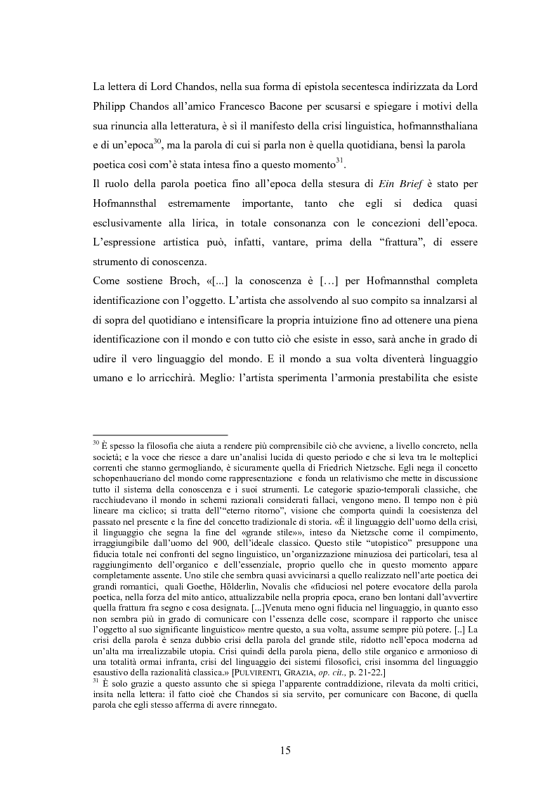 Anteprima della tesi: Ein Brief di Hugo von Hofmannsthal e le sue traduzioni italiane, Pagina 9
