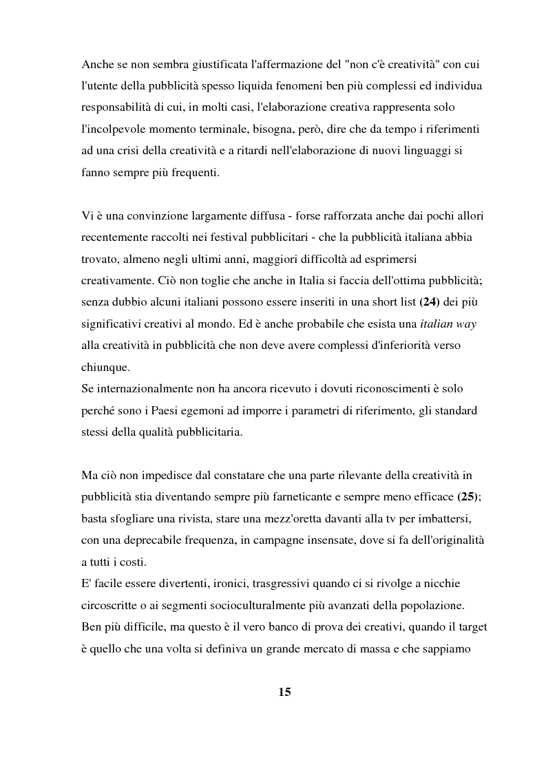 Anteprima della tesi: Pubblicità: da anima del commercio a specchio del reale. Viaggio alla scoperta dell'uomo attraverso il mondo pubblicitario., Pagina 14