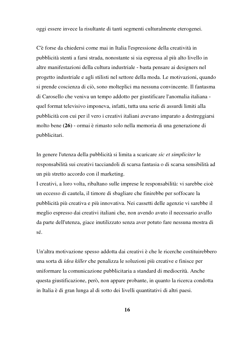 Anteprima della tesi: Pubblicità: da anima del commercio a specchio del reale. Viaggio alla scoperta dell'uomo attraverso il mondo pubblicitario., Pagina 15