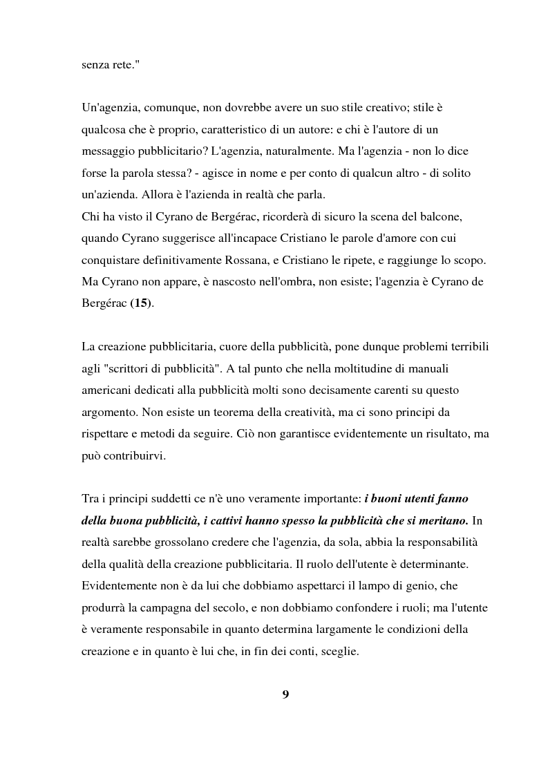 Anteprima della tesi: Pubblicità: da anima del commercio a specchio del reale. Viaggio alla scoperta dell'uomo attraverso il mondo pubblicitario., Pagina 8