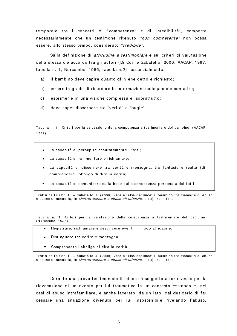 Anteprima della tesi: Le dichiarazioni dei bambini nei casi di sospetto abuso sessuale. Raccolta e valutazione, Pagina 3
