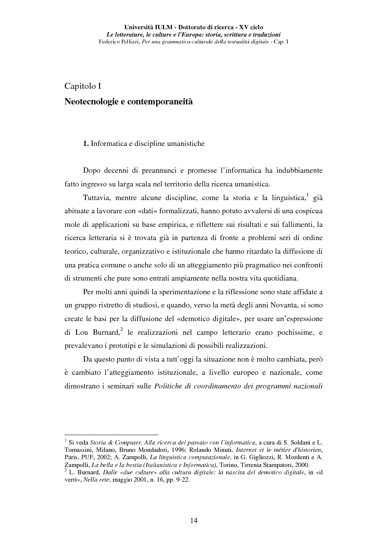 Anteprima della tesi: Neotecnologie e contemporaneità. Per una grammatica della testualità digitale, Pagina 11