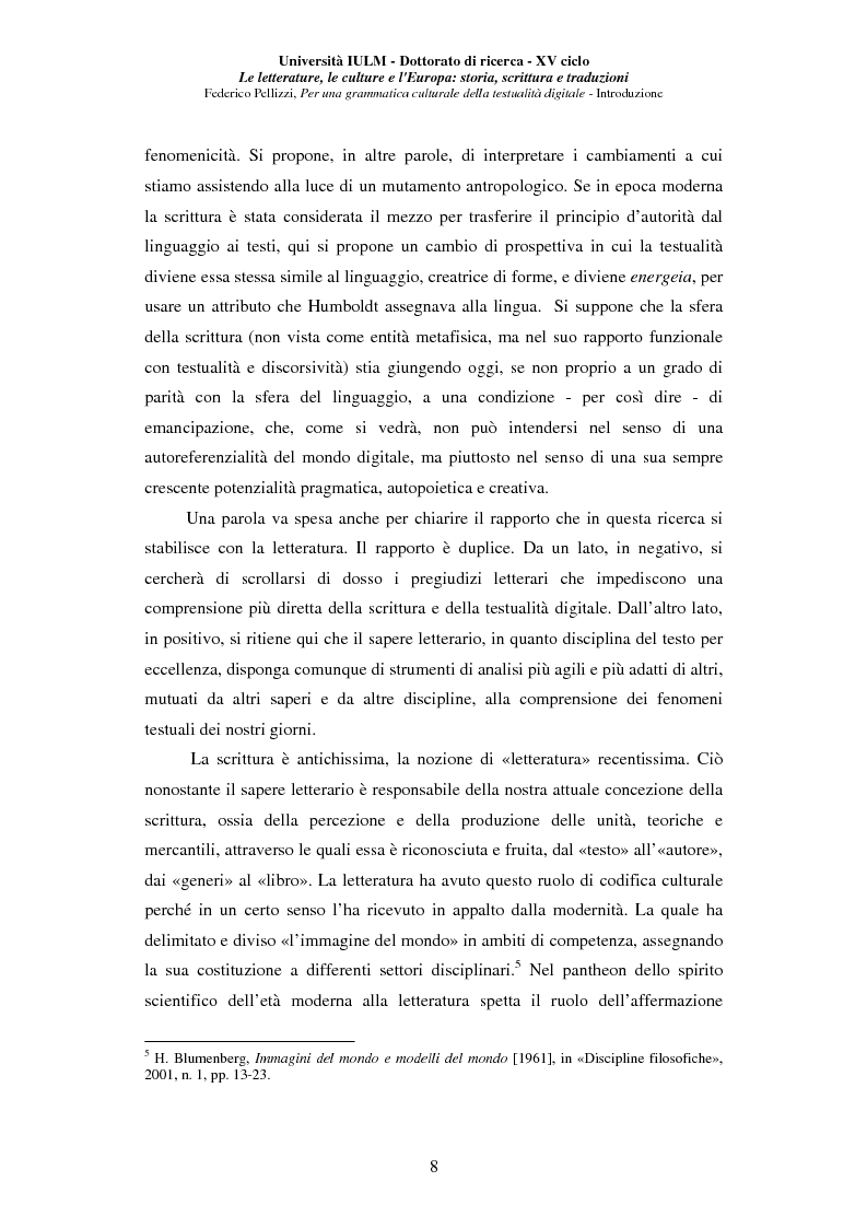 Anteprima della tesi: Neotecnologie e contemporaneità. Per una grammatica della testualità digitale, Pagina 5