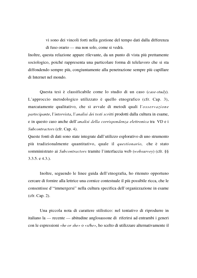 Anteprima della tesi: Collaborare senza mai vedersi: il telelavoro in una virtual organization transnazionale, Pagina 2