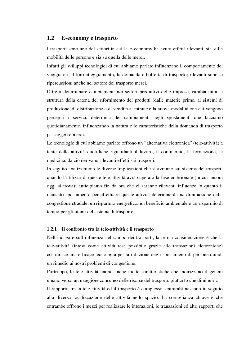 Anteprima della tesi: Gli effetti della E-economy sui trasporti: il caso del commercio elettronico, Pagina 7
