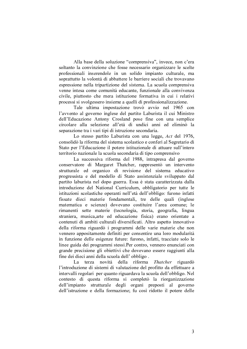 Anteprima della tesi: Il sistema formativo e il formatore in Inghilterra. Elementi di comparazione con l'Italia, Pagina 3