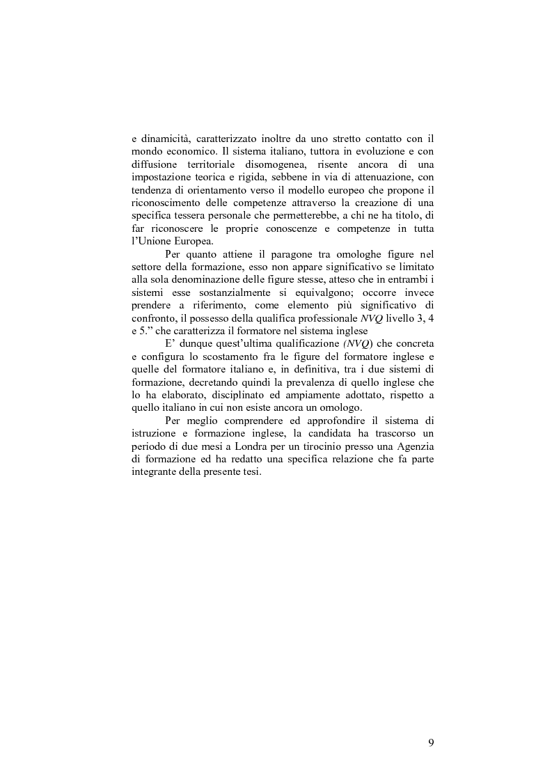 Anteprima della tesi: Il sistema formativo e il formatore in Inghilterra. Elementi di comparazione con l'Italia, Pagina 9
