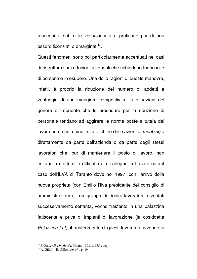 Anteprima della tesi: Vessazioni sul lavoro - La tutela del prestatore d'opere vittima di mobbing, Pagina 11