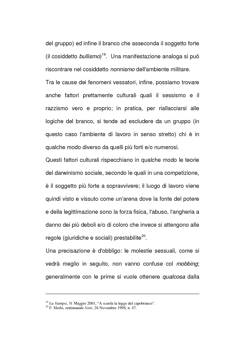 Anteprima della tesi: Vessazioni sul lavoro - La tutela del prestatore d'opere vittima di mobbing, Pagina 13