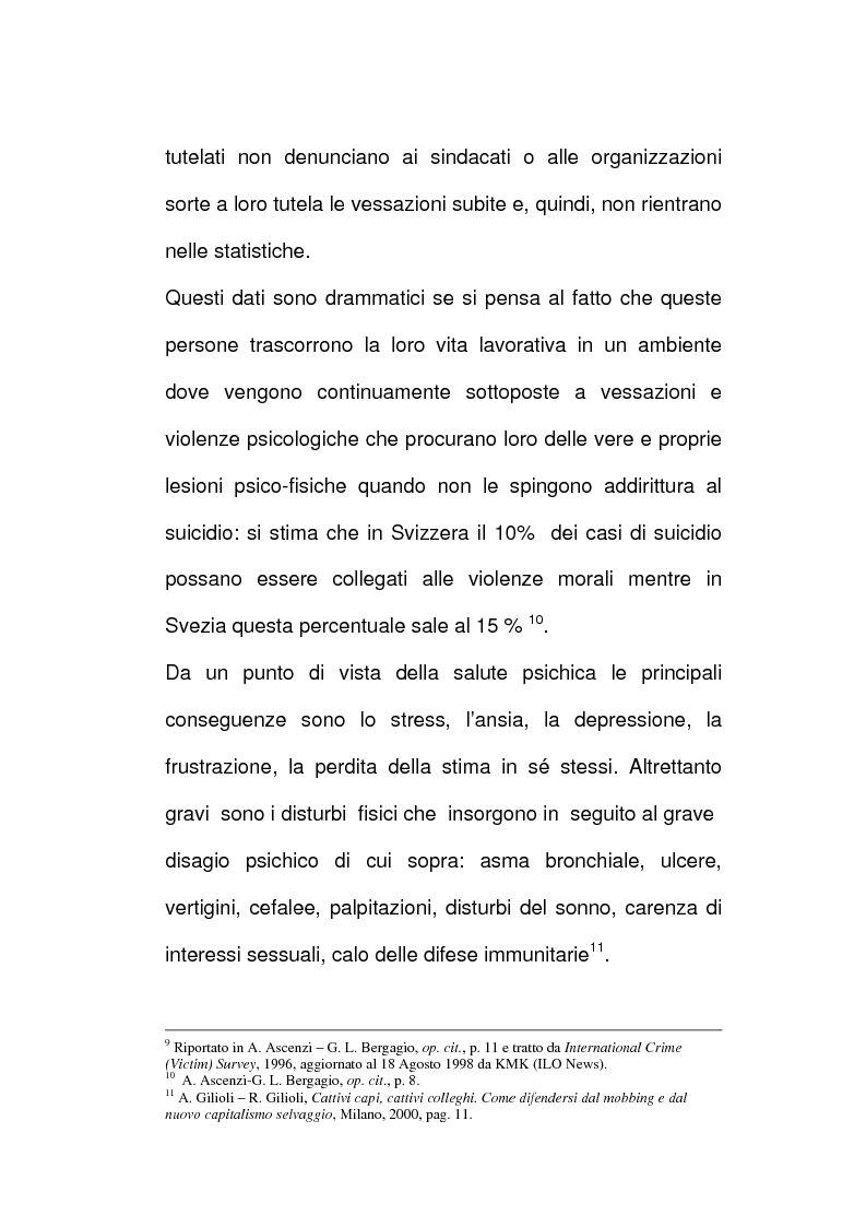 Anteprima della tesi: Vessazioni sul lavoro - La tutela del prestatore d'opere vittima di mobbing, Pagina 6
