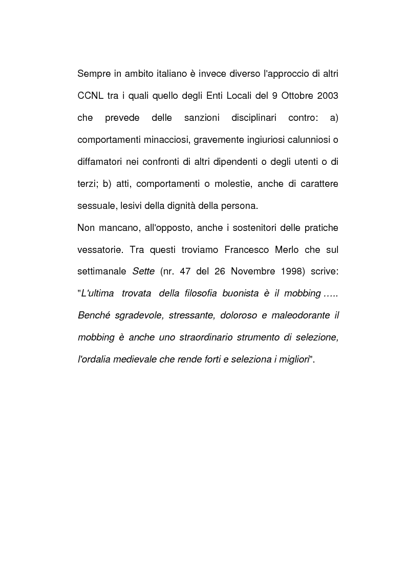 Anteprima della tesi: Vessazioni sul lavoro - La tutela del prestatore d'opere vittima di mobbing, Pagina 9