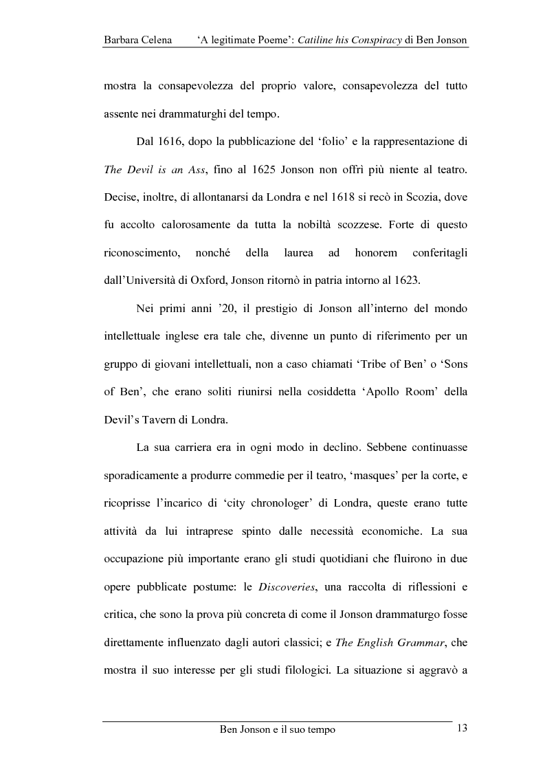 Anteprima della tesi: A legitimate poeme: Catiline His Conspiracy di Ben Jonson, Pagina 12