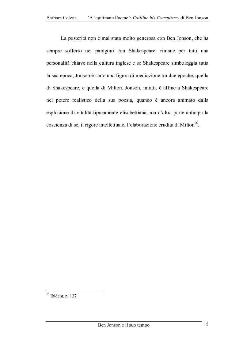 Anteprima della tesi: A legitimate poeme: Catiline His Conspiracy di Ben Jonson, Pagina 14