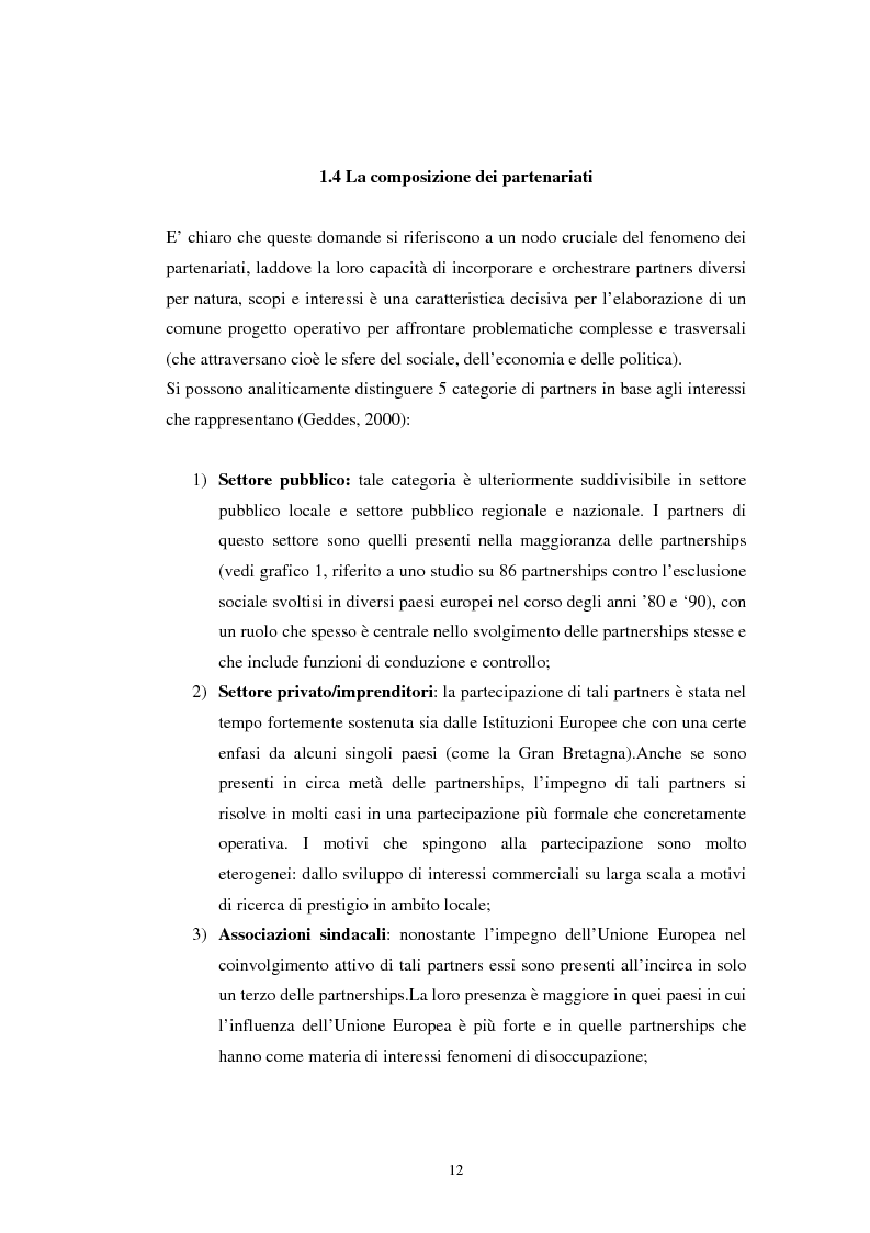 Anteprima della tesi: Le teorie dichiarate e le pratiche delle partnership locali. Il caso S.O.N.A.R., Pagina 11