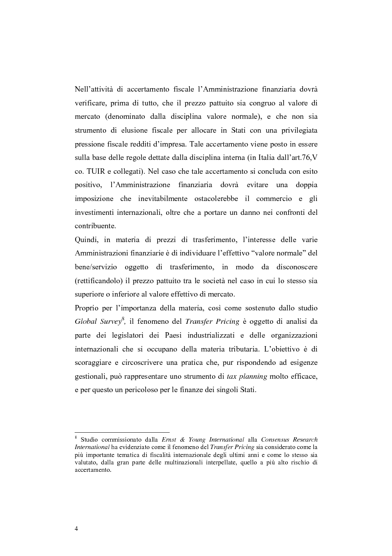 Anteprima della tesi: Procedure di eliminazione della doppia imposizione sui prezzi di trasferimento nella Convenzione italo-elvetica, Pagina 4