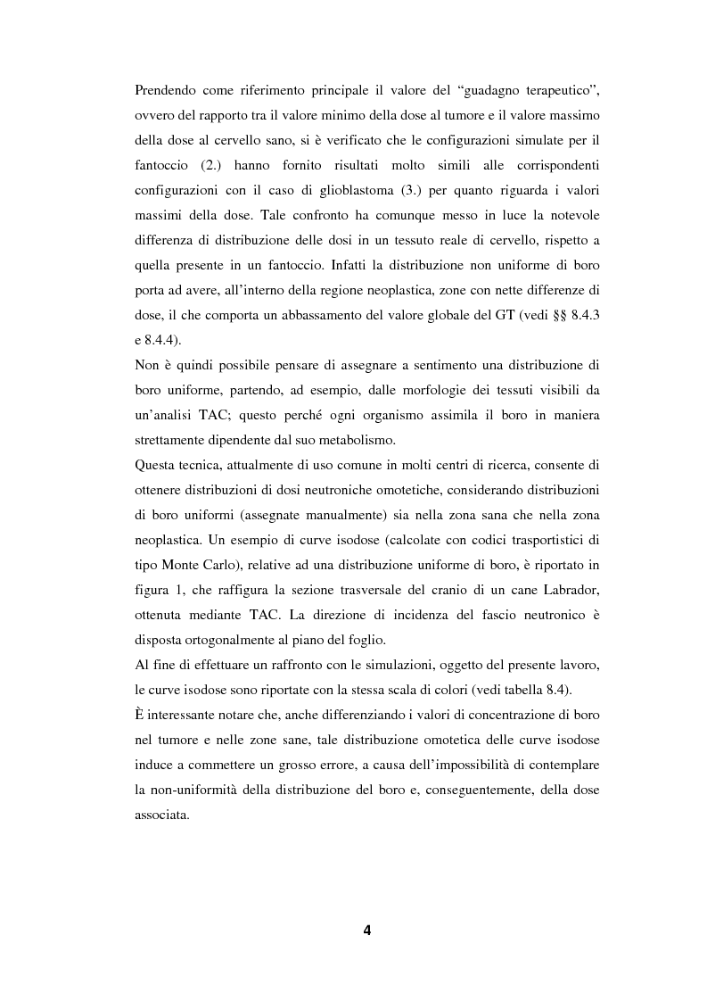 Anteprima della tesi: Impiego del codice MCNP-4A nella BNCT (Boron Neutron Capture Therapy), con particolare riguardo allo sviluppo di un metodo originale per la valutazione della dose da cattura neutronica in base a dati PET, Pagina 4