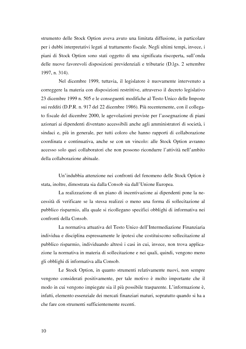 Anteprima della tesi: L'adozione dei piani di ''stock option'' in Italia, Pagina 4