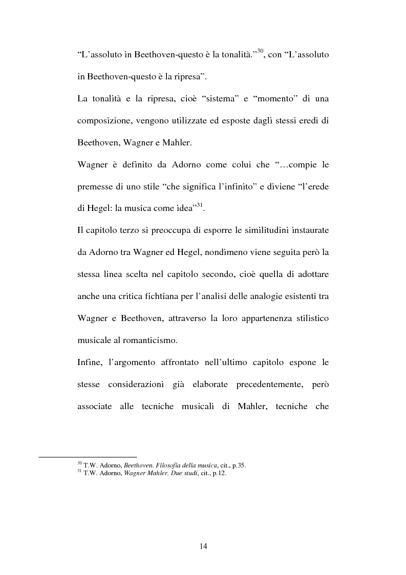 Anteprima della tesi: Il Beethoven di Adorno. Un confronto con il romanticismo, con Fichte ed Hegel, Pagina 12