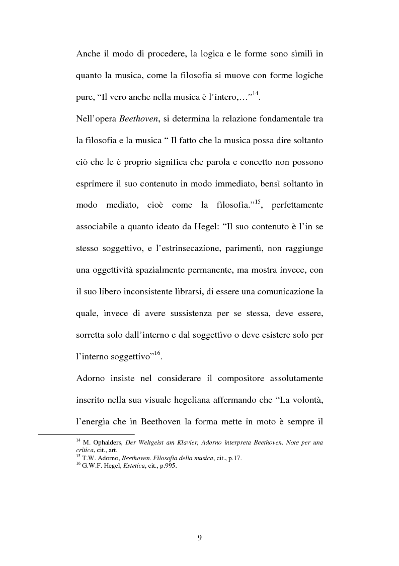 Anteprima della tesi: Il Beethoven di Adorno. Un confronto con il romanticismo, con Fichte ed Hegel, Pagina 7