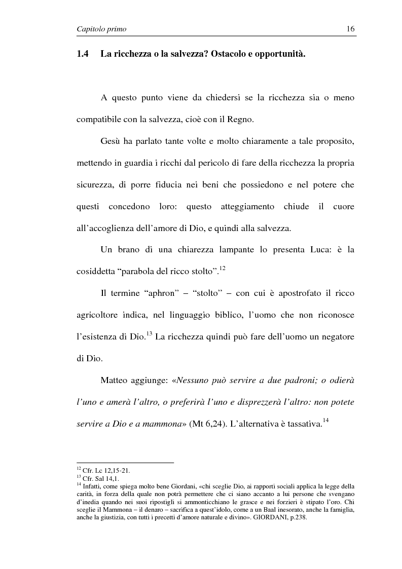 Anteprima della tesi: La comunione dei beni: dalla primitiva comunità cristiana al mercato economico e all'Economia di Comunione, Pagina 15