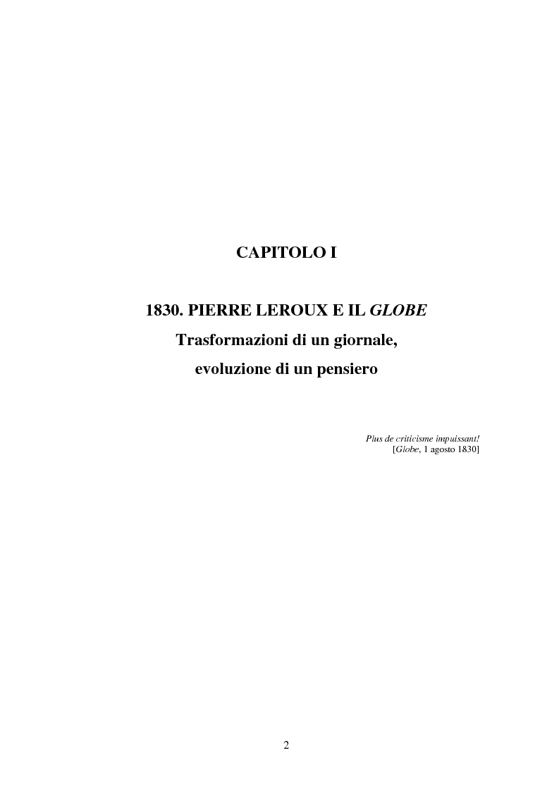 Anteprima della tesi: Dal sansimonismo al socialismo: l'itinerario intellettuale di Pierre Leroux durante la Monarchia di Luglio, Pagina 6