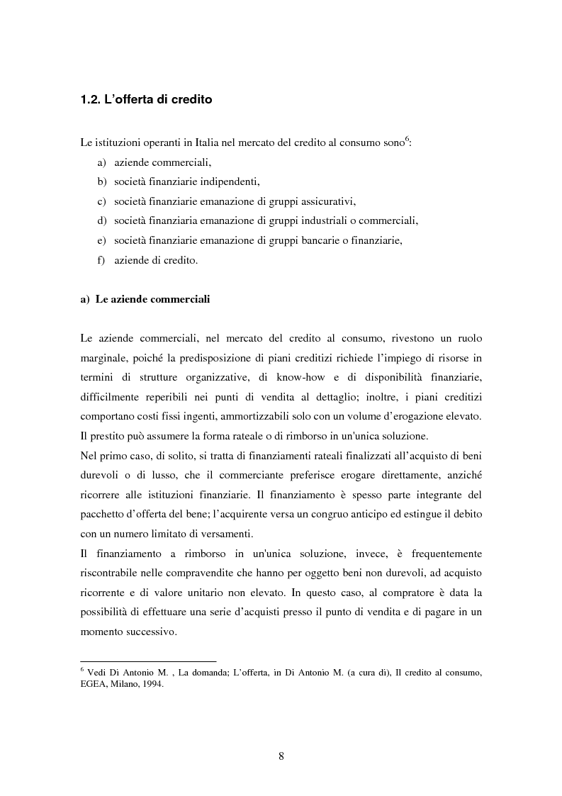 Anteprima della tesi: Il settore del credito al consumo: l'esperienza del Gruppo MPS, Pagina 6